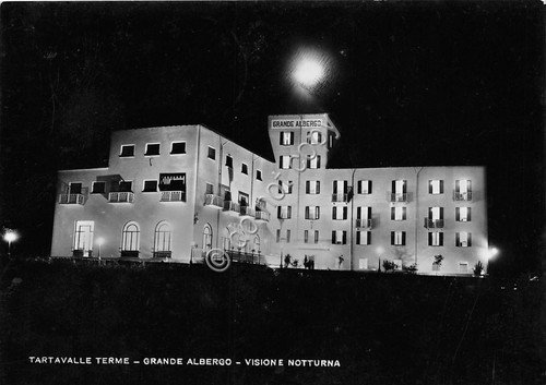 Cartolina Tartavalle Terme Grande Albergo Notturno 1952