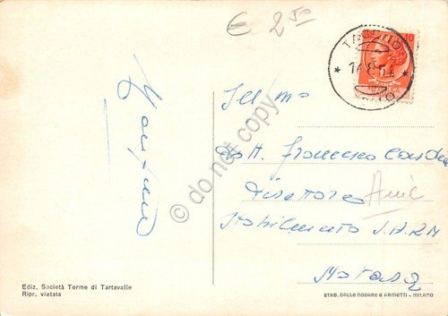 Cartolina Tartavalle Terme Grande Albergo notturno 1954 | Immagine Gallery 2