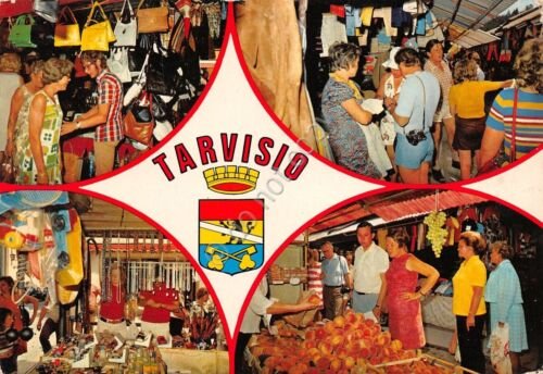 Cartolina Tarvisio mercato vedutine animata 1981