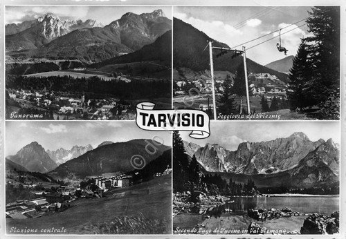 Cartolina Tarvisio vedute e seggiovia 1956 | Immagine principale