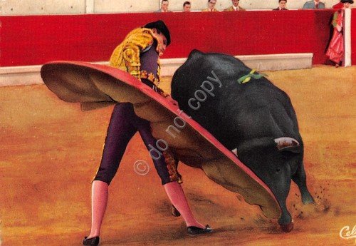 Cartolina Tauromachia Corrida Torero Borrero Morano Chamaco Media Veronica | Immagine principale