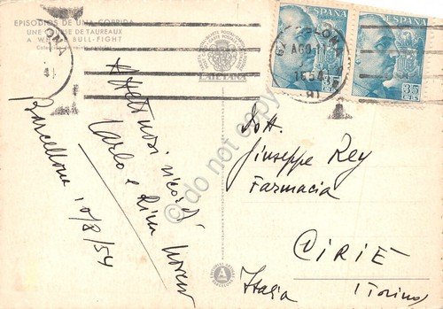 Cartolina Tauromachia feinte avec les banderilles Adorno 1954 | Immagine Gallery 2