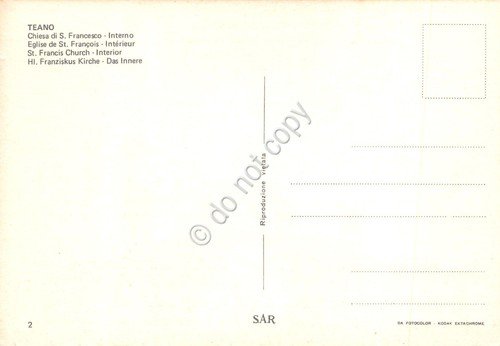 Cartolina Teano Chiesa S. Francesco interno anni '80