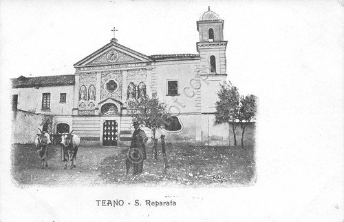 Cartolina Teano Chiesa Santa Reparata animata buoi anni '20 | Immagine principale
