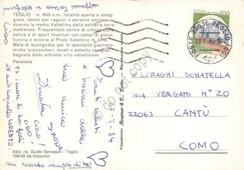 Cartolina Teglio Panorama 1984 (Sondrio)