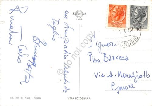 Cartolina Teglio Torre della Chiesa con la neve 1962