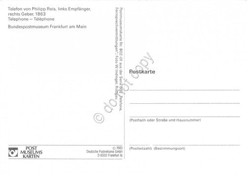 Cartolina Telefon von Philipp Reis links Empfanger timbro filatelico 1984 | Immagine Gallery 2