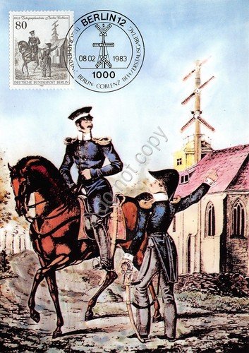 Cartolina Telegrafenlinie von Berlin nach Koblenz timbro filatelico 1983 | Immagine principale