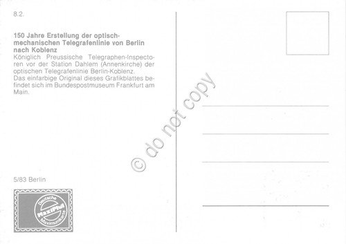 Cartolina Telegrafenlinie von Berlin nach Koblenz timbro filatelico 1983 | Immagine Gallery 2