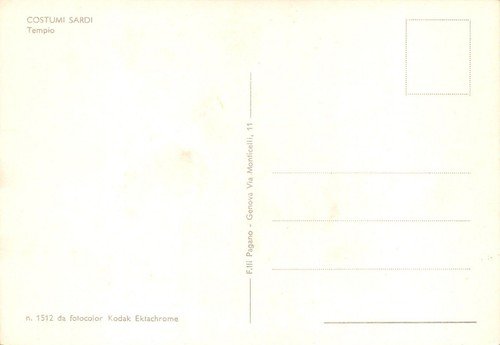 Cartolina Tempio costumi tipici (Sassari)