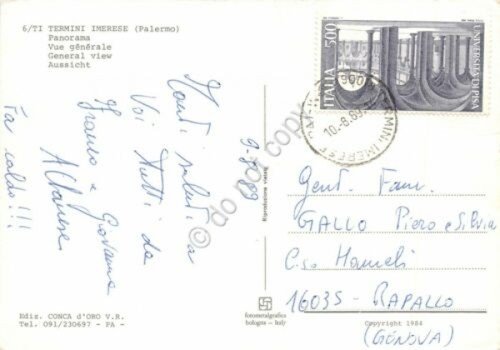 Cartolina Termini Imerese panorama pescherecci 1989