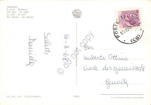 Cartolina Termoli Porto notturno auto Maggiolone 1968 (Campobasso) | Immagine Gallery 2