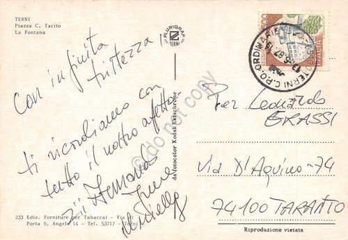 Cartolina Terni Piazza Tacito notturno Ristorante 1987 | Immagine Gallery 2