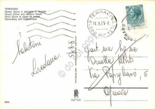 Cartolina Terracina Monte Giove Spiaggia di Levante 1975