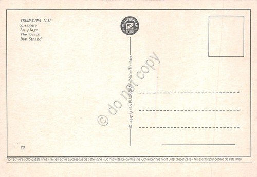 Cartolina Terracina spiaggia via lungomare auto animata anni '80