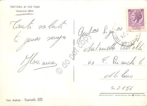 Cartolina Terranova vedute trattoria Due Fiumi interno 1971 | Immagine Gallery 2