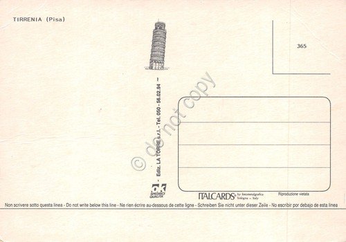 Cartolina Tirrenia cartolina grafica con messaggio in bottiglia panorama e … | Immagine Gallery 2