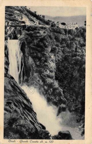 Cartolina Tivoli Grande Cascata Timbro Obbligazioni Credito Navale anni '50