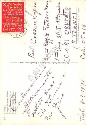 Cartolina Tivoli Largo Nazioni Unite 1971 Caffè Alimentari Fiat | Immagine Gallery 2