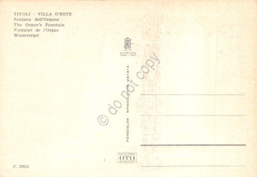 Cartolina Tivoli Villa D'Este Fontana dell'Organo Anni '70