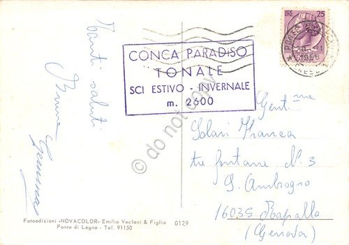 Cartolina Tonale Funivia Passo Paradiso vedute varie Timbro Conca Paradiso … | Immagine Gallery 2