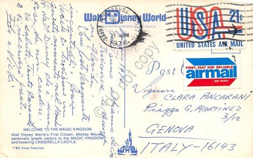 Cartolina Topolino Walt Disney World USA 1976