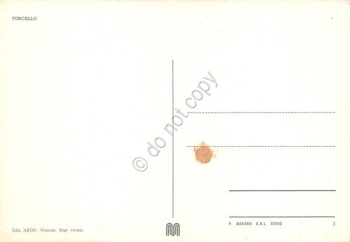 Cartolina Torcello ponte su fiume e abitazioni anni '60