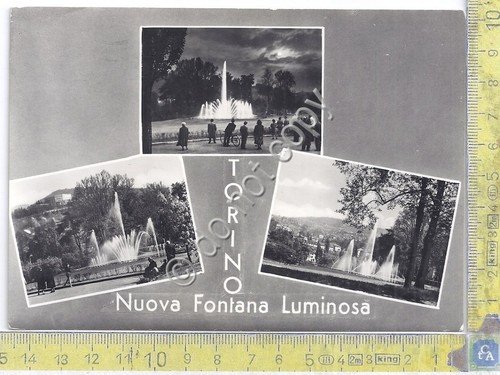Cartolina Torino - Nuova fontana luminosa - Multivisione - 1955