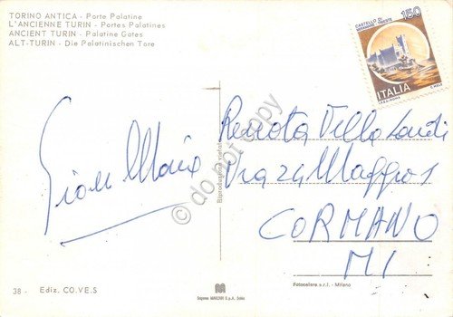 Cartolina Torino antica Porte Palatine