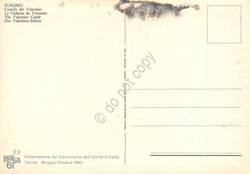 Cartolina Torino Castello del Valentino Centenario Unità Italia 1961 | Immagine Gallery 2