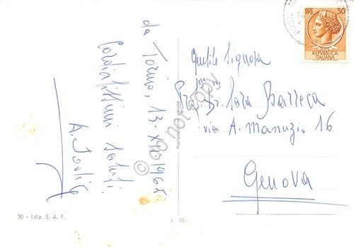 Cartolina Torino Castello del Valentino Notturno ED SAF 1965 | Immagine Gallery 2