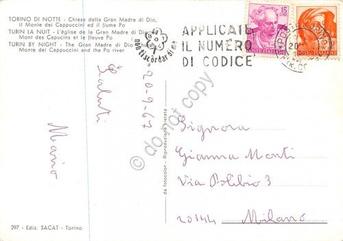 Cartolina Torino Chiesa Gran Madre Po Monte Cappuccini Notturno SACAT … | Immagine Gallery 2