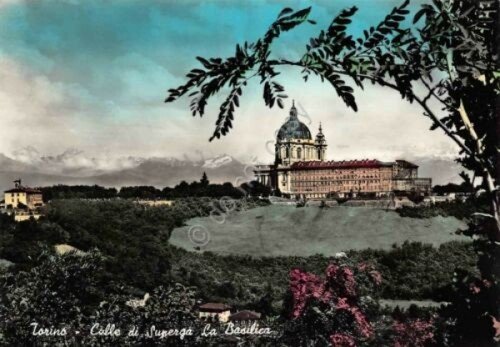 Cartolina Torino Colle di Superga e Basilica colorata | Immagine principale