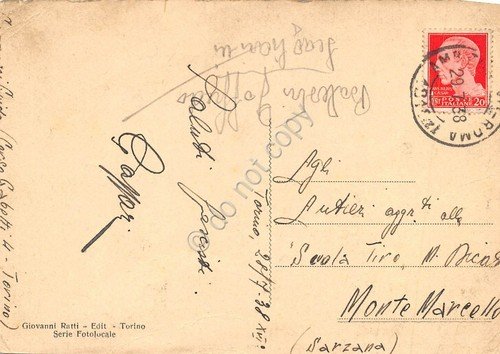 Cartolina Torino Corso Vinzaglio tram 1938