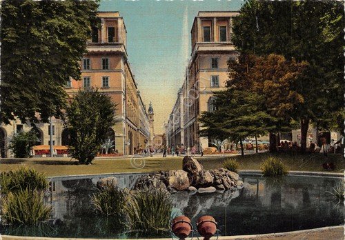 Cartolina Torino Giardini Piazza Carlo Felice Via Roma illustrata | Immagine principale