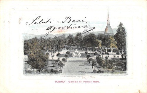 Cartolina Torino Giardino di Palazzo Reale colorata 1903 | Immagine Gallery 1