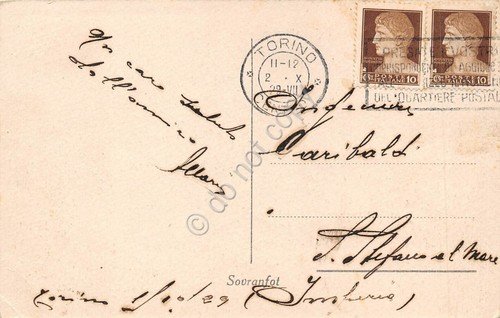 Cartolina Torino Grande Madre di Dio e Monte Cappuccini 1929