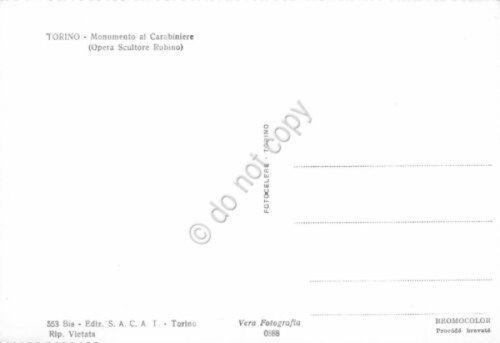 Cartolina Torino Monumento al Carabiniere Ed SACAT | Immagine Gallery 2