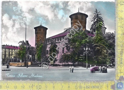 Cartolina Torino Palazzo Madama colorata 1955 | Immagine principale