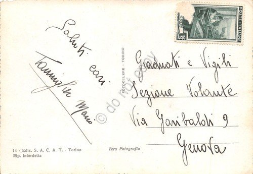 Cartolina Torino panorama con Alpi ed SACAT anni '50