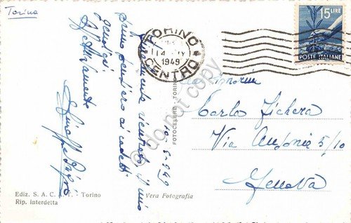 Cartolina Torino Panorama Ediz. SACAT 1949