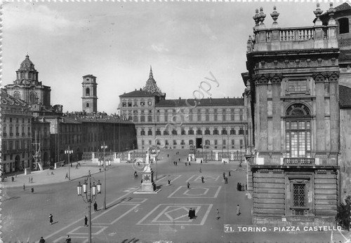 Cartolina Torino Piazza Castello 1950 Timbro Motta