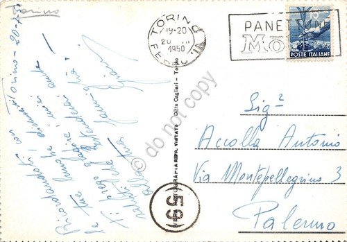 Cartolina Torino Piazza Castello 1950 Timbro Motta
