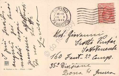 Cartolina Torino Piazza Castello Palazzo Madama tram Carrozza animata 1915