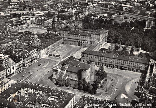 Cartolina Torino Piazza Castello panorama aereo 1958 SACAT | Immagine principale