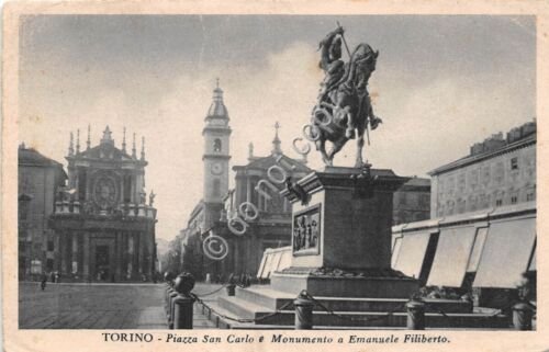 Cartolina Torino Piazza San Carlo e Monumento a Emanuele Filiberto …
