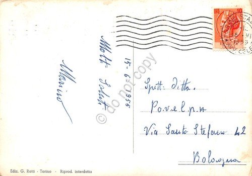 Cartolina Torino Piazza Solferino Assicurazioni Generali Grande Albergo 1955