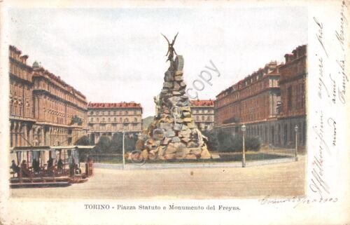 Cartolina Torino Piazza Statuto e Monumento Freyus - illustrata - …