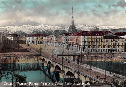 Cartolina Torino Piazza Vittorio Veneto e Ponte Vittorio Emanuele 1957 …