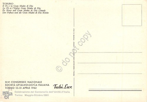 Cartolina Torino Po e Gran Madre pubblicità Tubi Lux Congresso … | Immagine Gallery 2